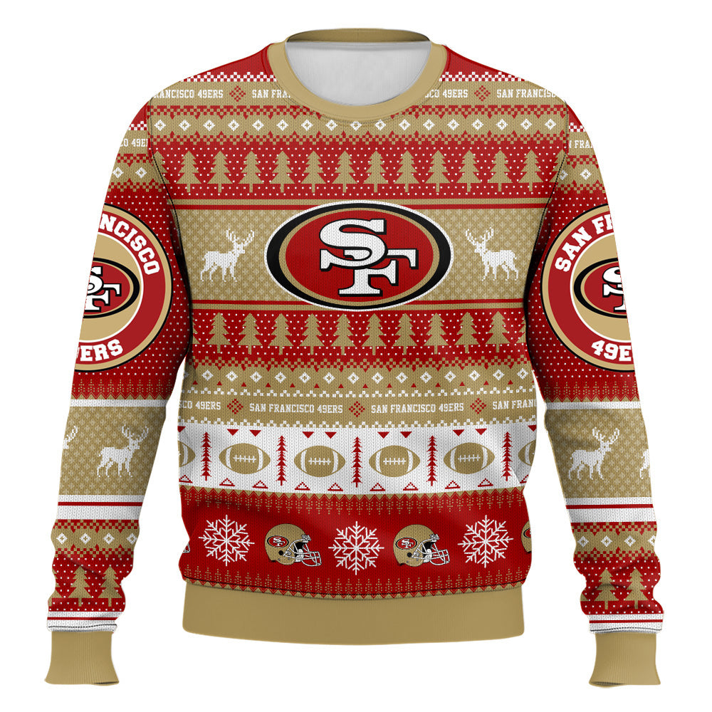 Ugly American Football Print Christmas Sweater