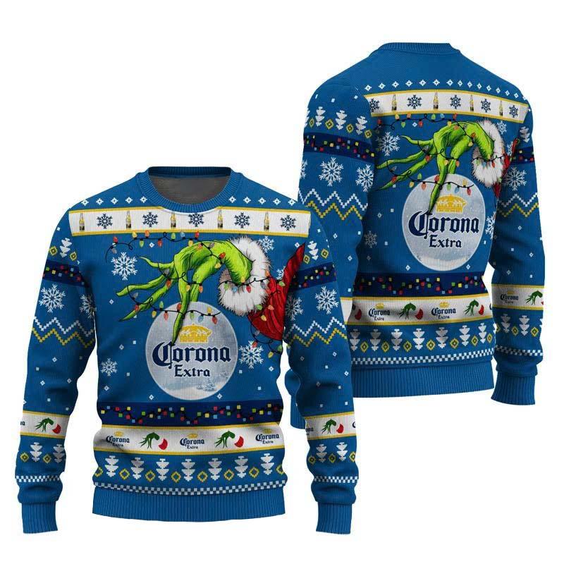 Corona Extra Grinch Hand Stock Ugly Sweater
