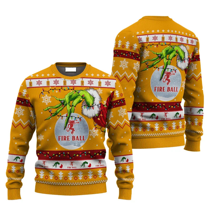 Fireball Grinch Hand Stock Ugly Sweater