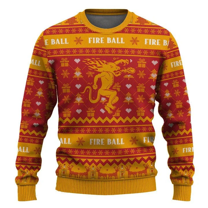 Fireball Snowing Christmas Ugly Sweater