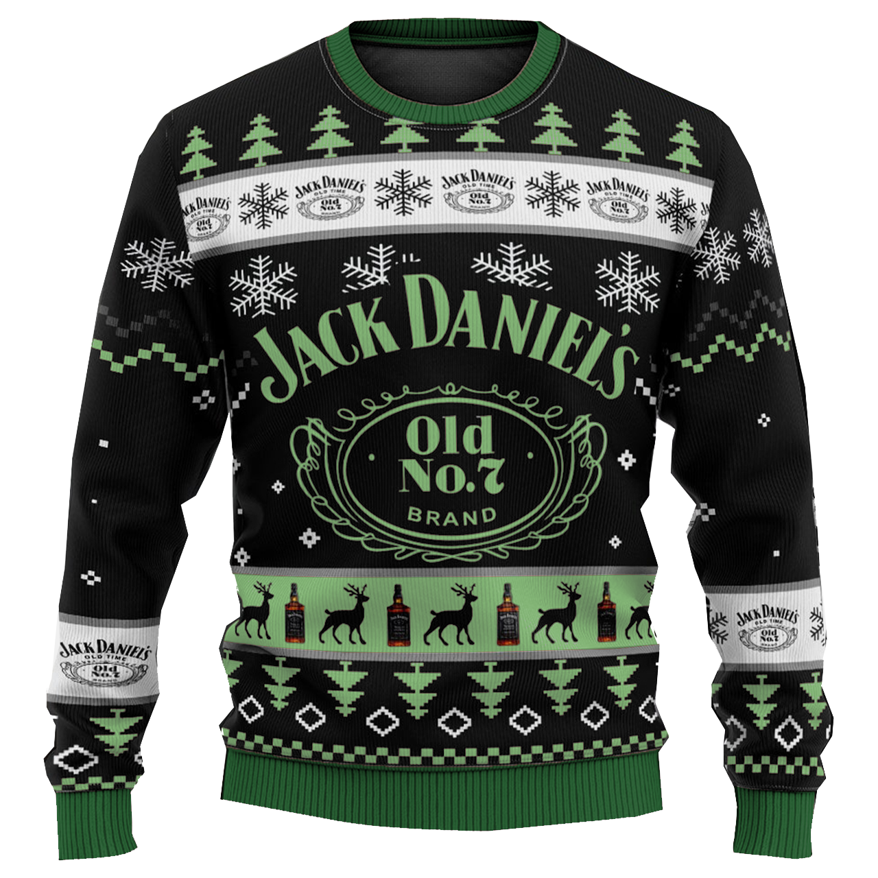 Unisex Whiskey Print Crew Neck Ugly Christmas Sweatshirt