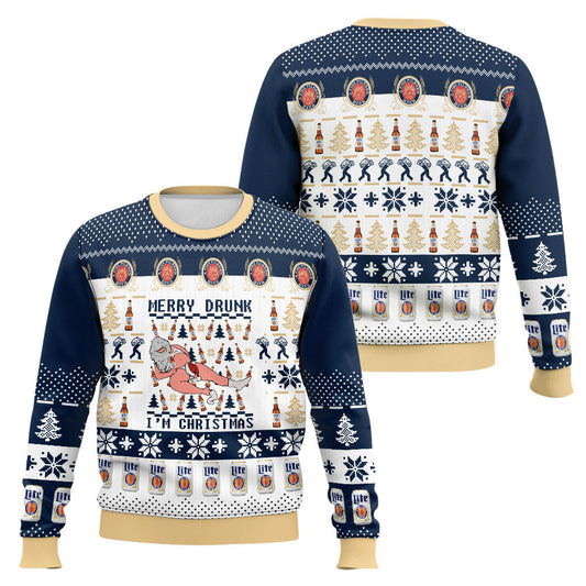 Happy Drunk Ugly Christmas Sweater Santa