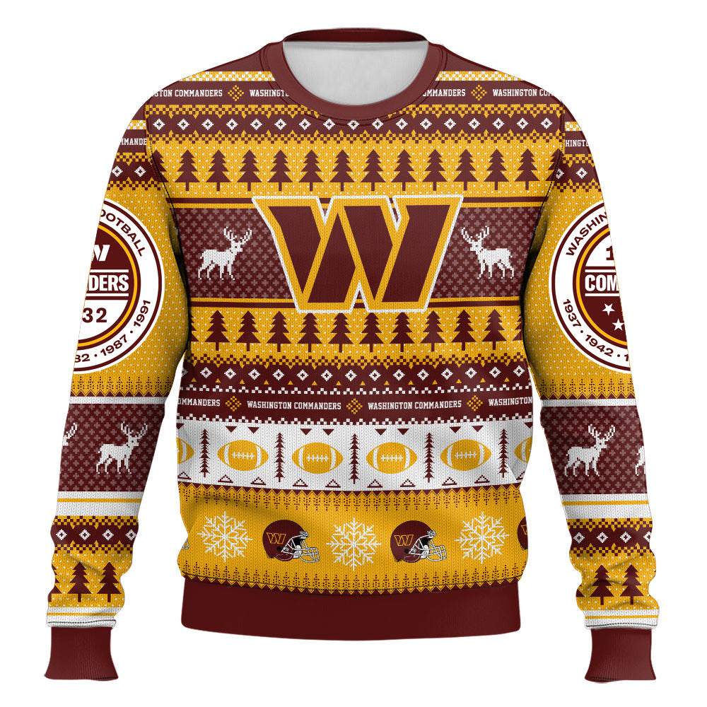 Ugly American Football Print Christmas Sweater