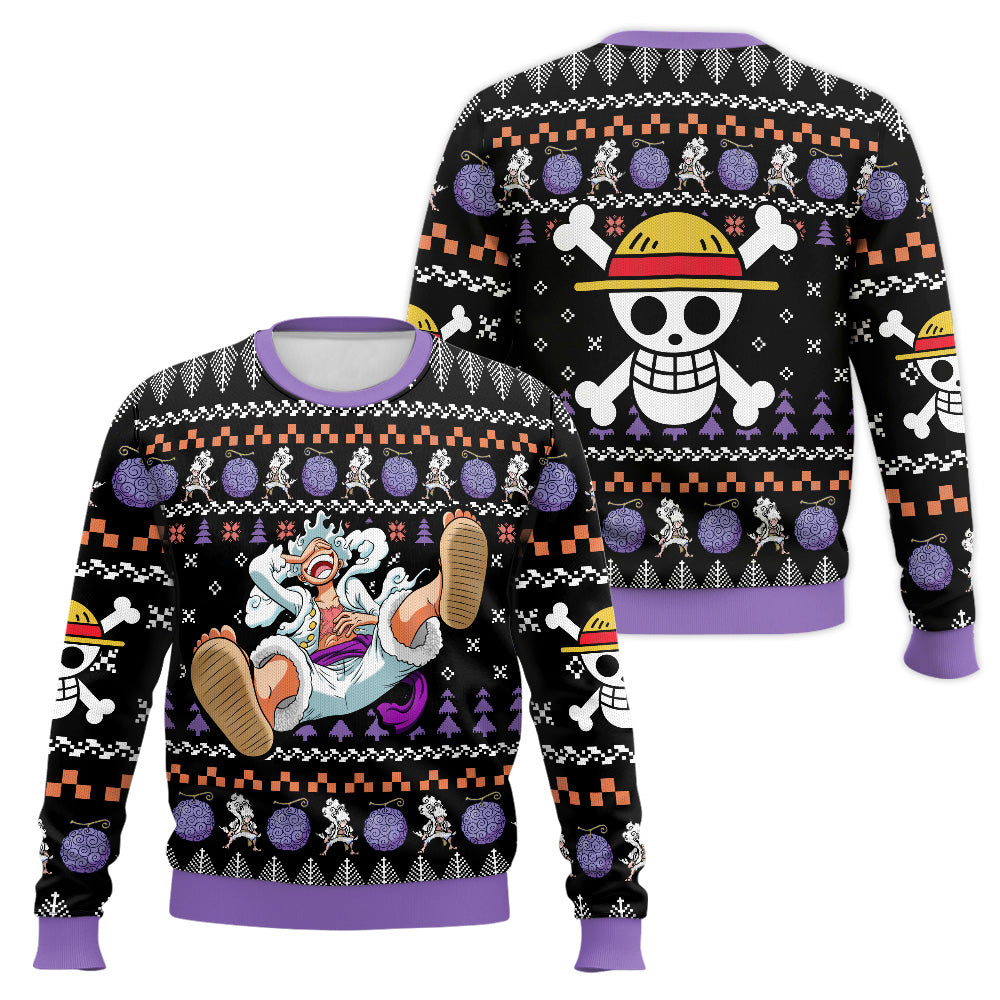 Anime-style Printed Round-neck Christmas Ugly Sweatshirt Pirate Gang Sweater