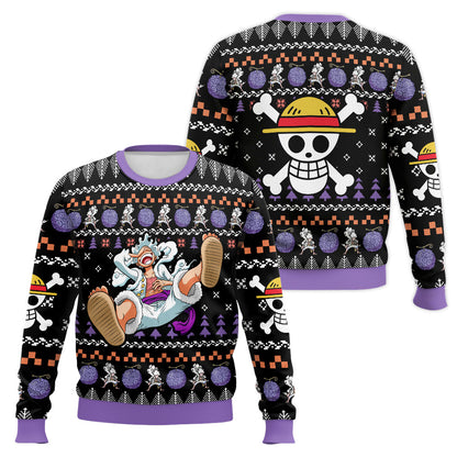 Anime-style Printed Round-neck Christmas Ugly Sweatshirt Pirate Gang Sweater