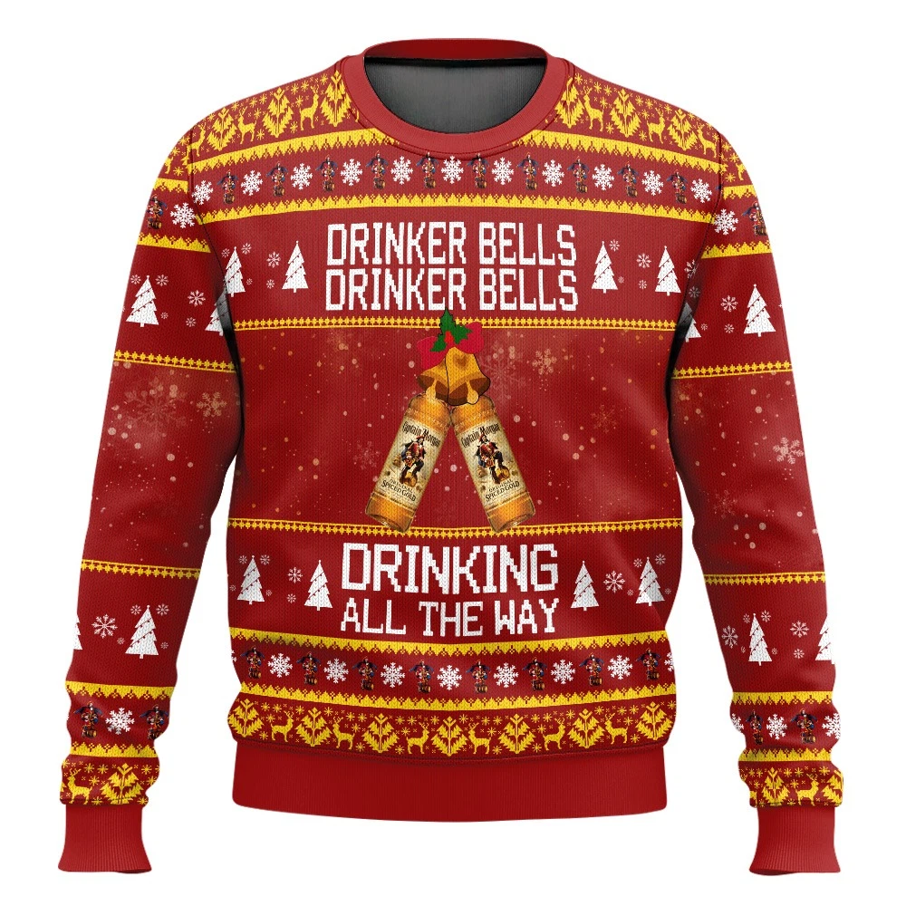 Captain Morgan Drinker Bells Drinking All the Way Christmas Ugly Sweater