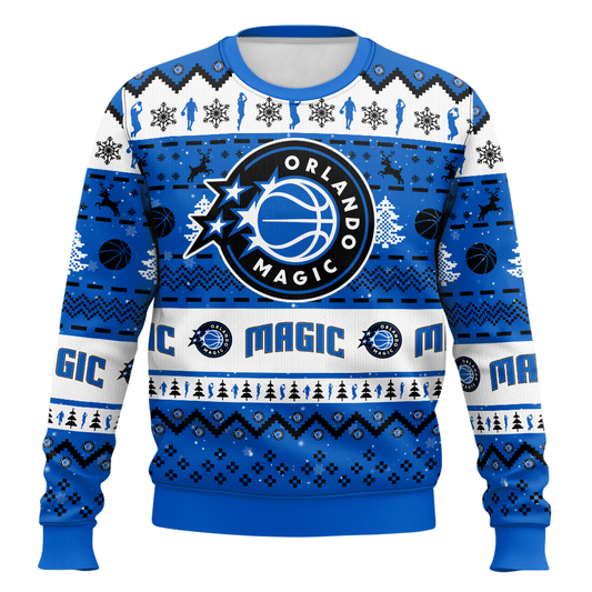 Basketball Print Christmas Ugly Sweatshirt Crew Neck Pullover