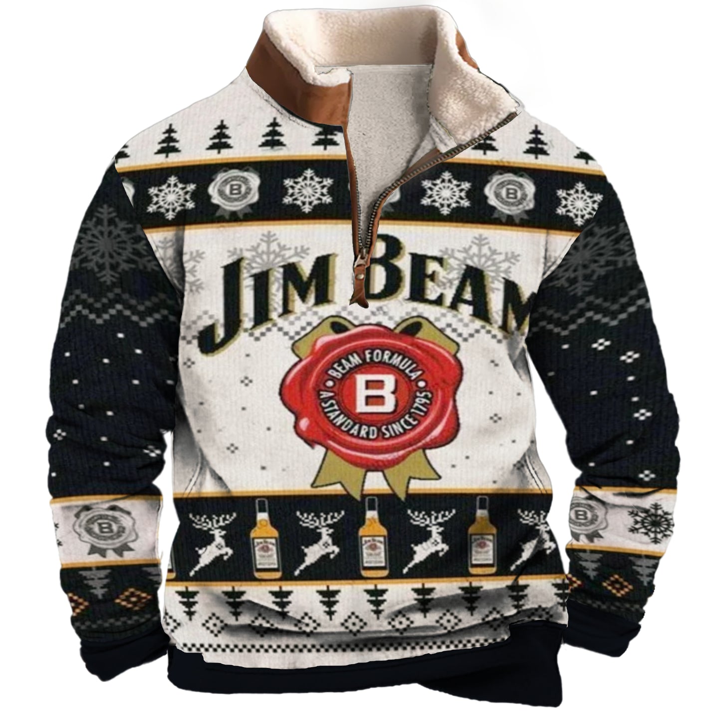 Jim Beam 1/4 Zip Stand Collar Fleece Sweatshirt