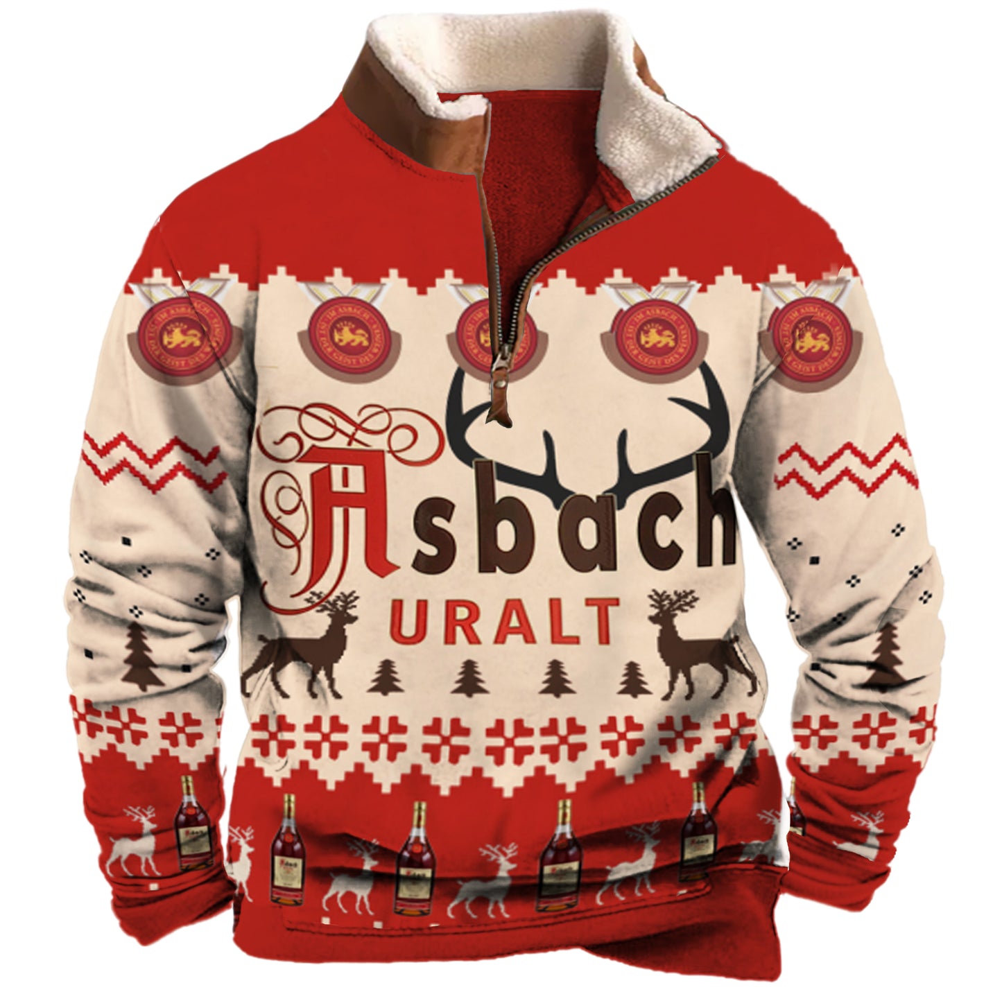 Asbach Uralt 1/4 Zip Stand Collar Fleece Sweatshirt