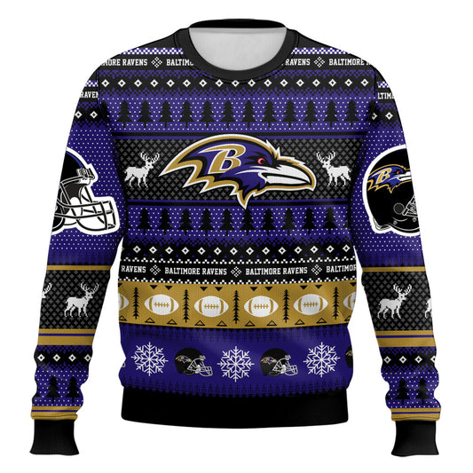 Ugly American Football Print Christmas Sweater