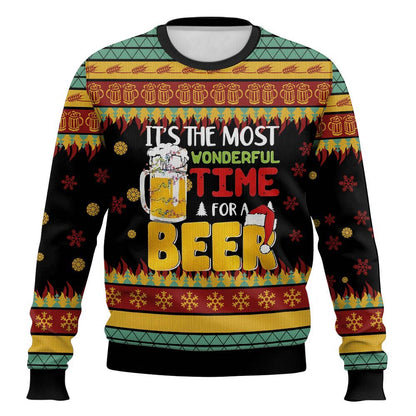 Best Beer Time Ever Ugly Christmas Sweater