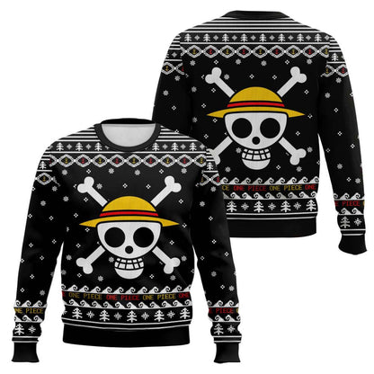 Anime-style Printed Round-neck Christmas Ugly Sweatshirt Pirate Gang Sweater