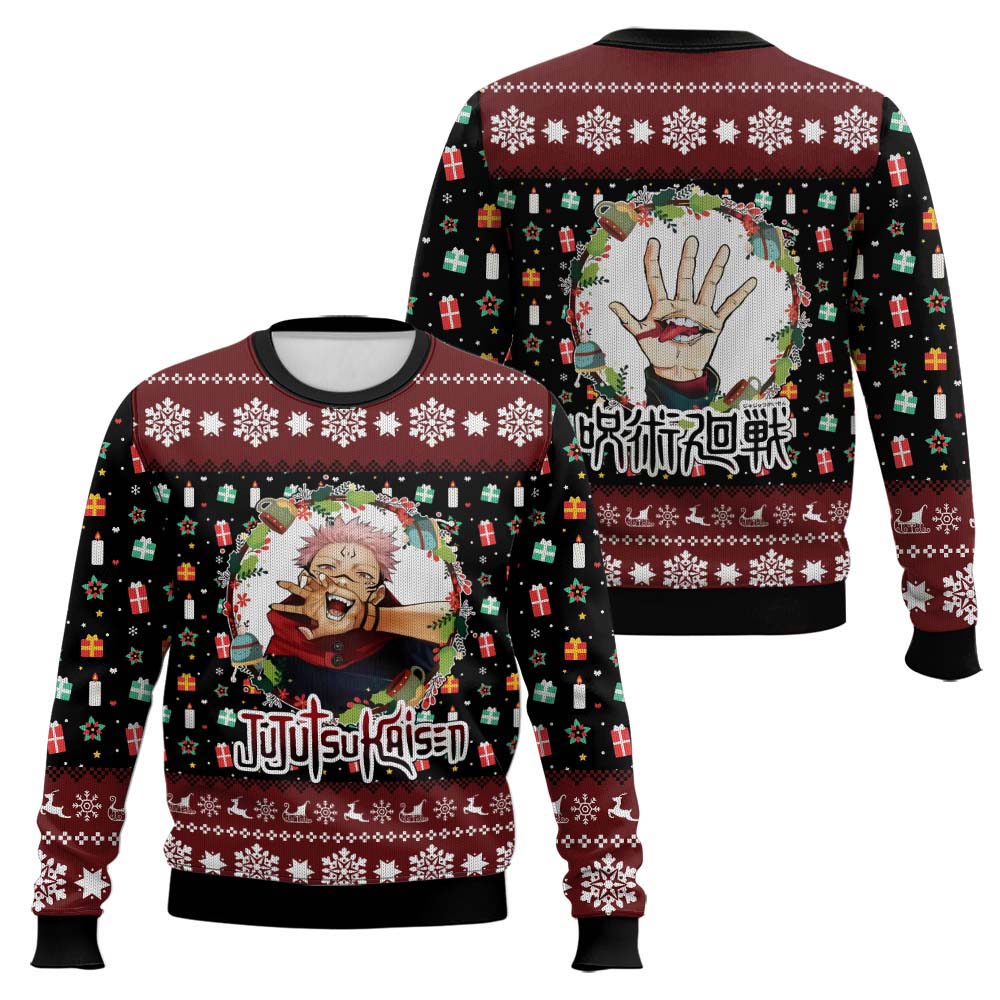 Anime-style Print Crew Neck Christmas Ugly Sweatshirt