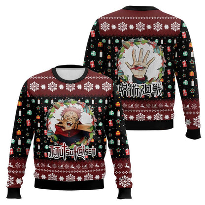 Anime-style Print Crew Neck Christmas Ugly Sweatshirt