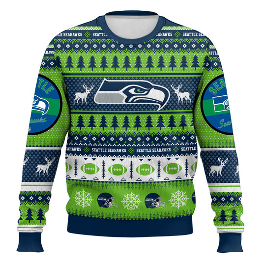 Ugly American Football Print Christmas Sweater