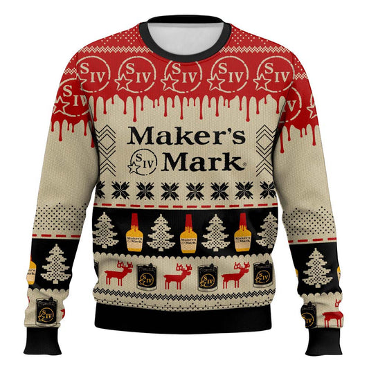 Makers Mark Whiskey Ugly Christmas Sweater