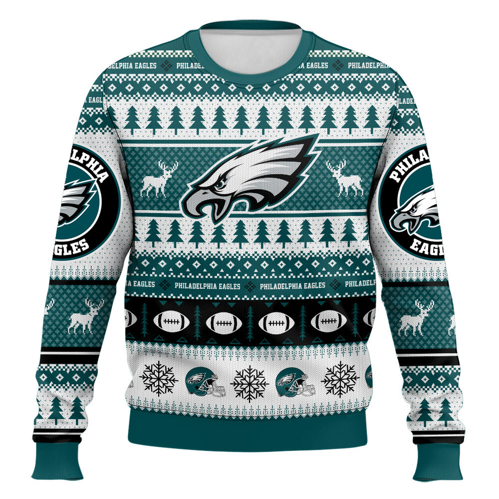 Ugly American Football Print Christmas Sweater