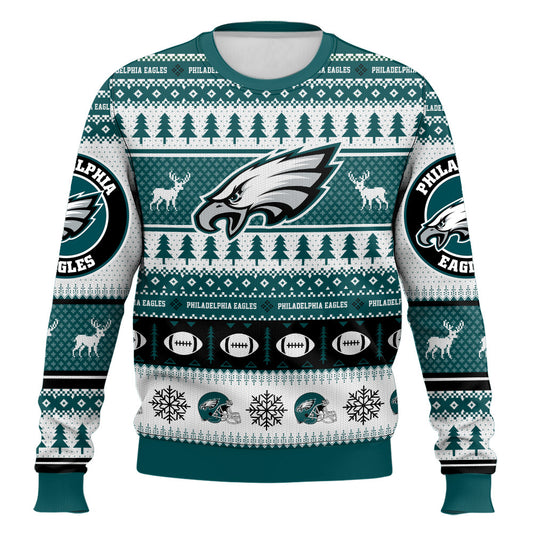 Ugly American Football Print Christmas Sweater