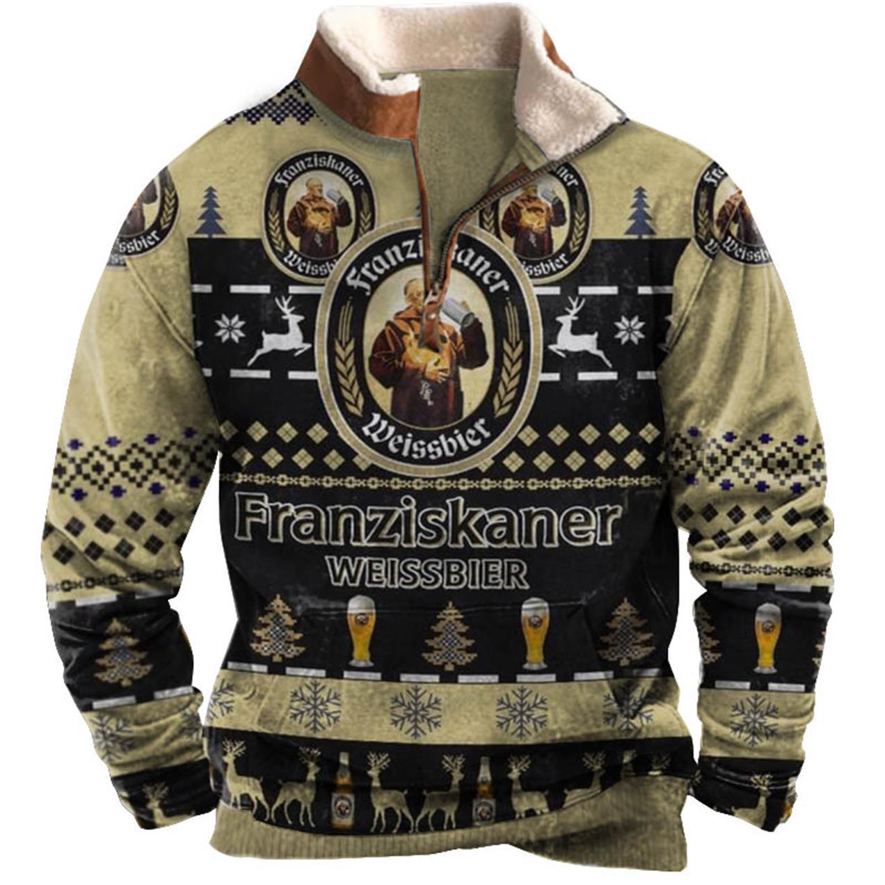 Franziskaner Weissbier 1/4 Zip Stand Collar Fleece Sweatshirt