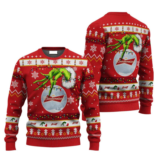 Budweiser Grinch Hand Stock Ugly Sweater