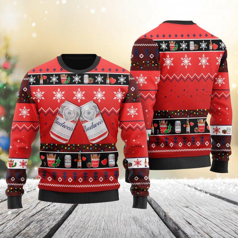 Budweiser Snowflakes Ugly Sweater