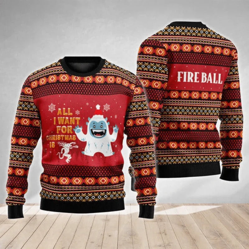 Fireball Yeti Ugly Sweater