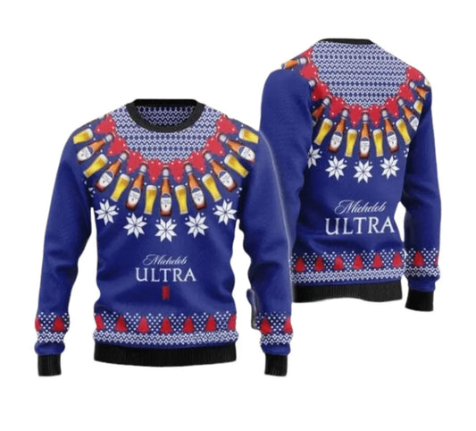 Michelob Ultra Circle Christmas Star Ugly Sweater