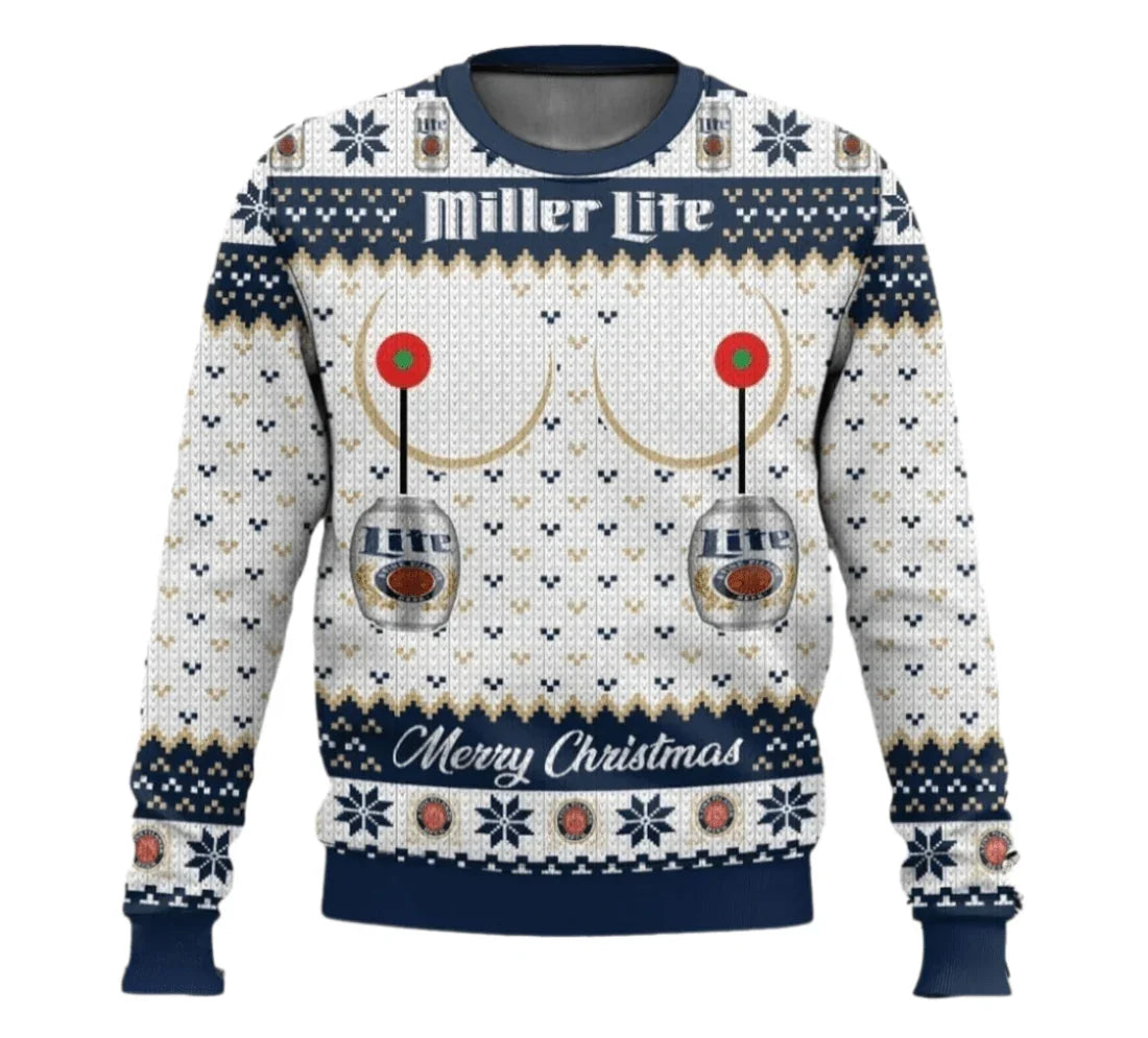 Miller Lite Merry Christmas Ugly Sweater
