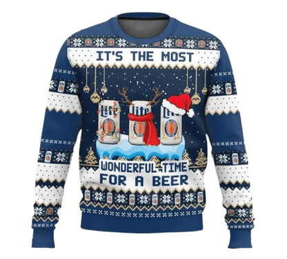 Miller Lite Wonderful Time For a Beer Ugly Sweater