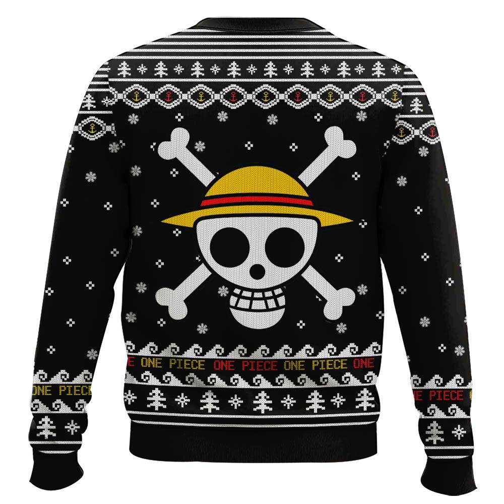 Anime-style Printed Round-neck Christmas Ugly Sweatshirt Pirate Gang Sweater