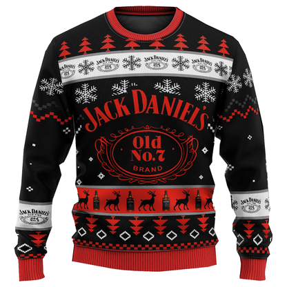 Unisex Whiskey Print Crew Neck Ugly Christmas Sweatshirt