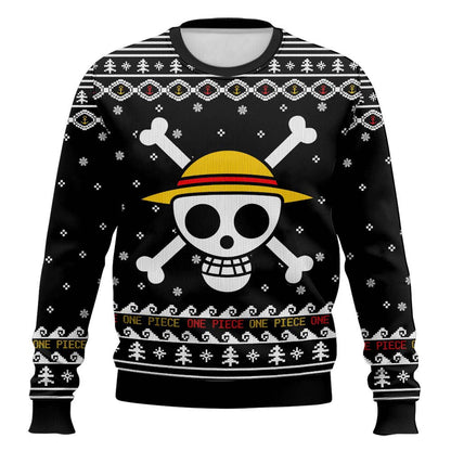 Anime-style Printed Round-neck Christmas Ugly Sweatshirt Pirate Gang Sweater
