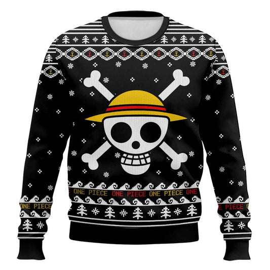 Anime-style Printed Round-neck Christmas Ugly Sweatshirt Pirate Gang Sweater