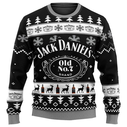 Unisex Whiskey Print Crew Neck Ugly Christmas Sweatshirt