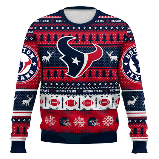 Ugly American Football Print Christmas Sweater