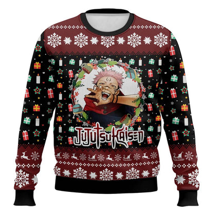 Anime-style Print Crew Neck Christmas Ugly Sweatshirt