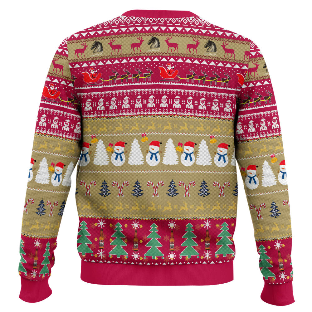 Festive Holiday Sweater with Crown and Text Design