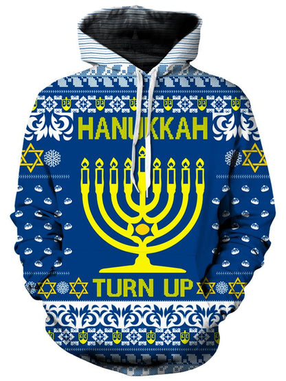 Hanukkah Turn Up Ugly Unisex Hoodie