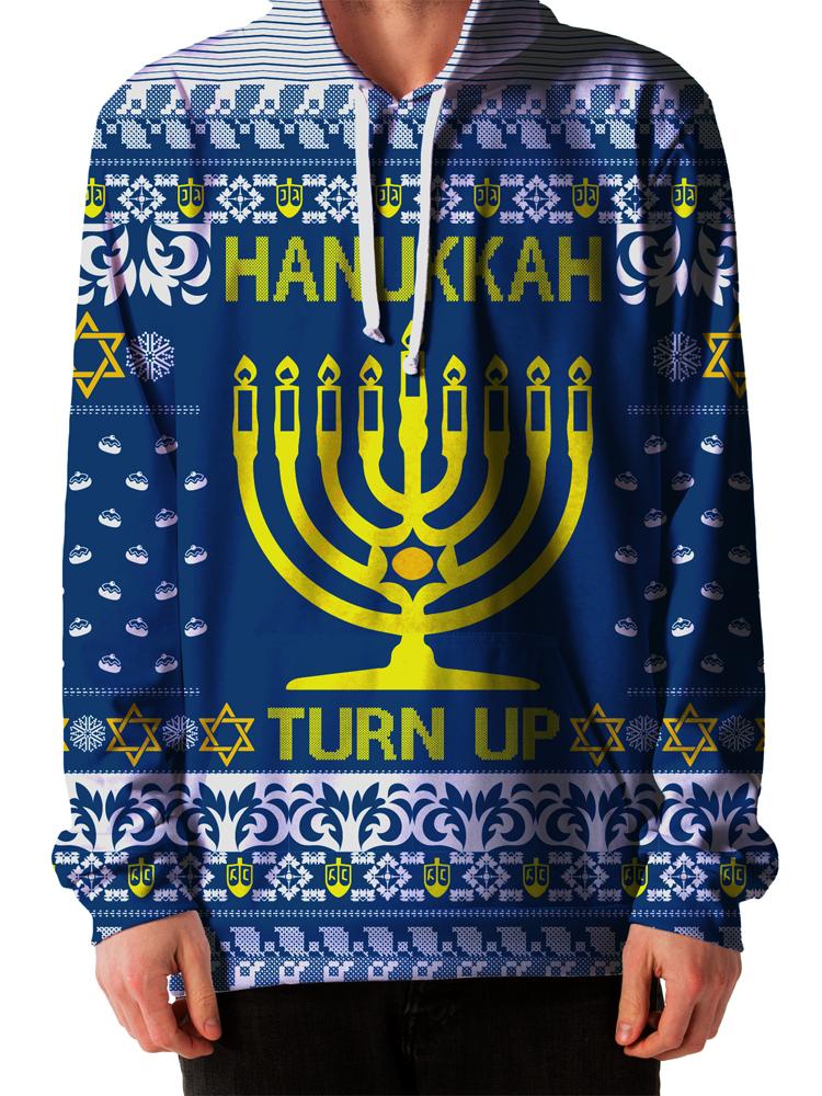 Hanukkah Turn Up Ugly Unisex Hoodie