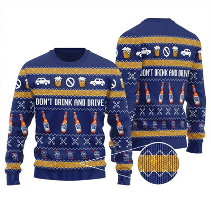 Pabst Blue Ribbon Don't Drink And Drive Ugly Sweater